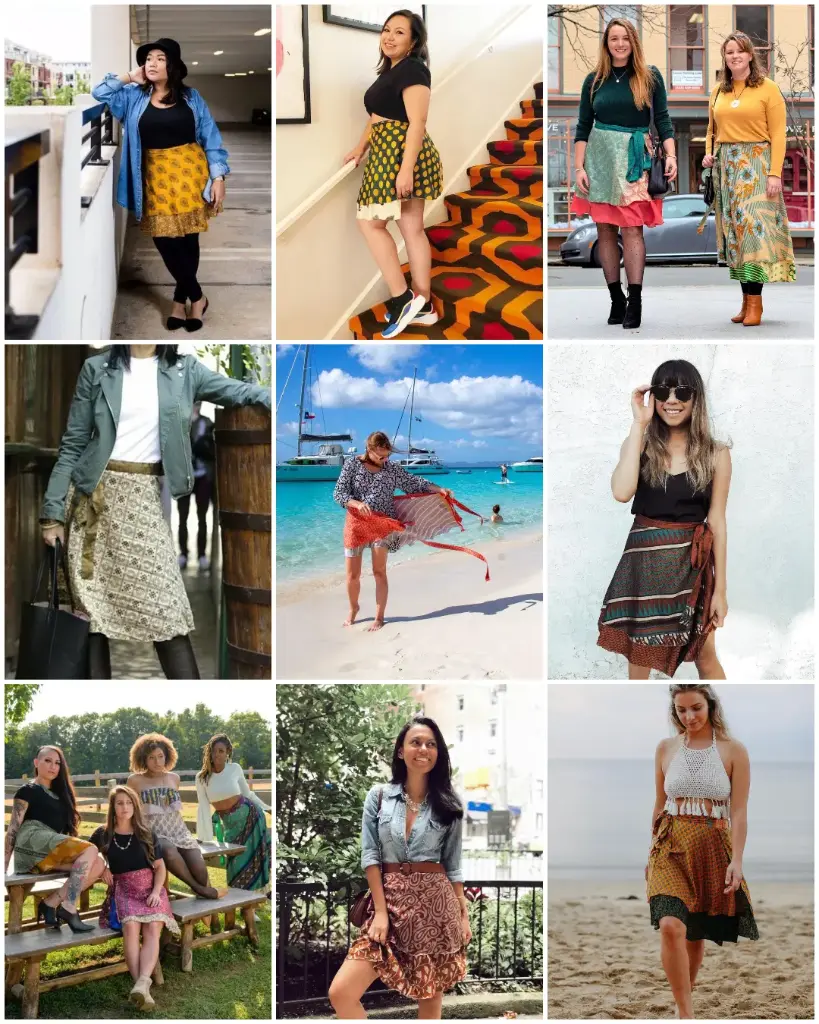 [HK240-1] Falda Seda Doble Faz Corta