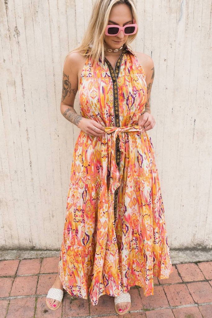 [CT799-4] Vestido Largo de Algodón