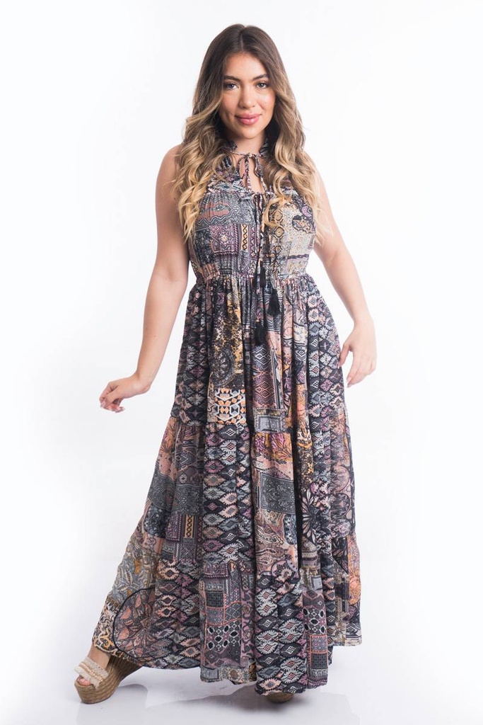 [LD116-2] Vestido Largo de Seda