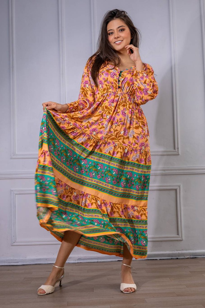 [TA03-4] Vestido Largo de Rayon