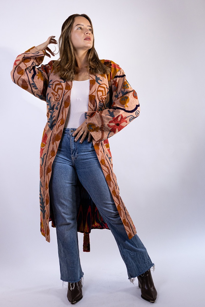 Chaqueta Larga Bordada