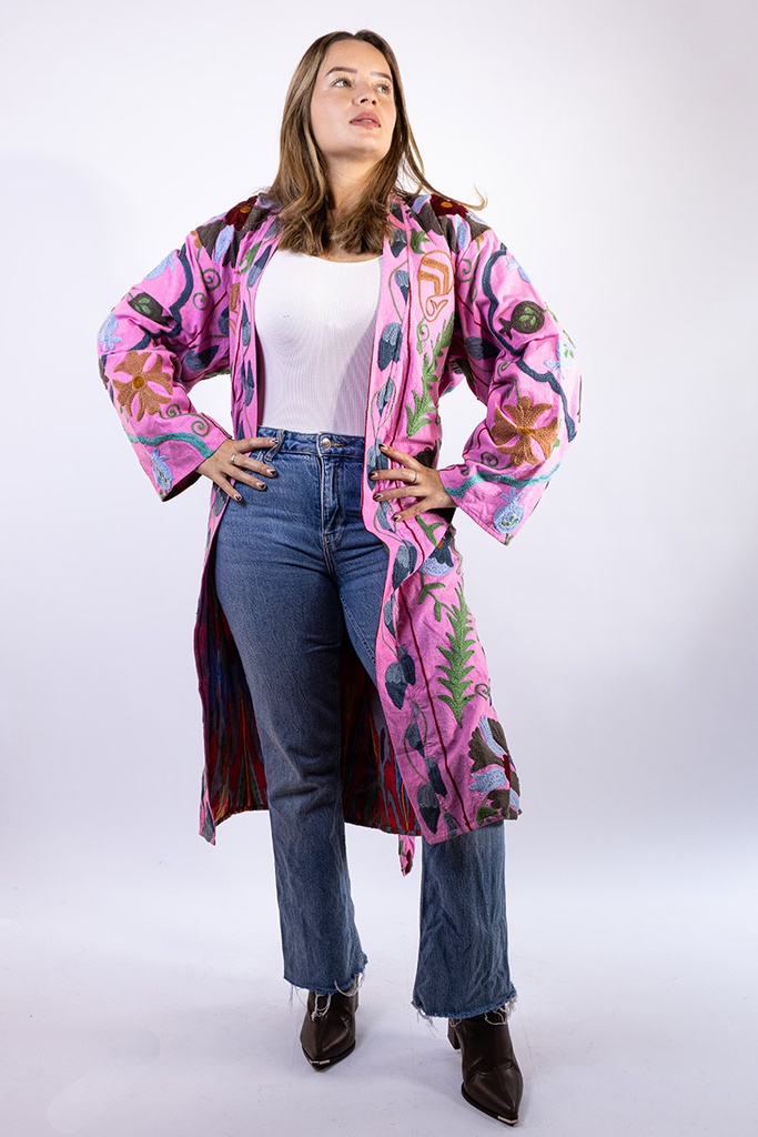 Chaqueta Larga Bordada