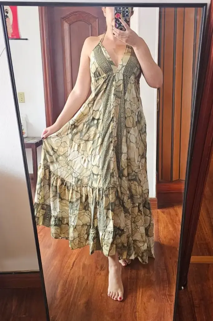 [LD165-2] Vestido Largo de Seda