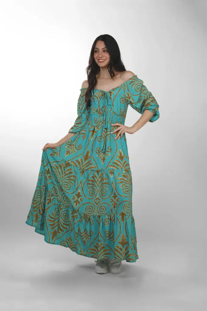 [LD0528-3] Vestido Largo de Seda
