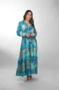 Vestido de Seda Azul Bohemio
