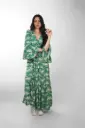 Vestido Seda Tropical con Estampado de Hojas