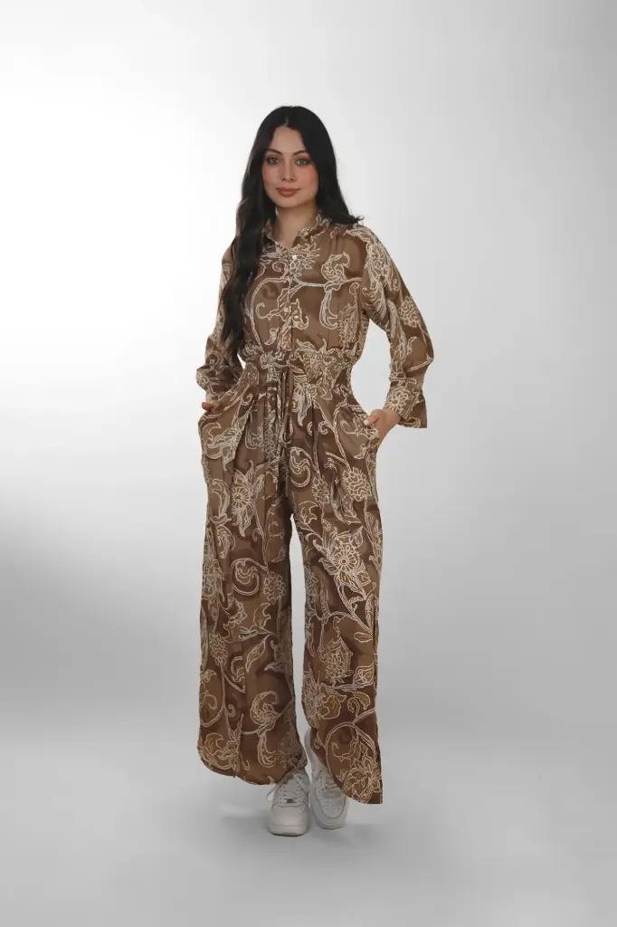 [LJ524-1] Enterizo Boho Marrón Seda