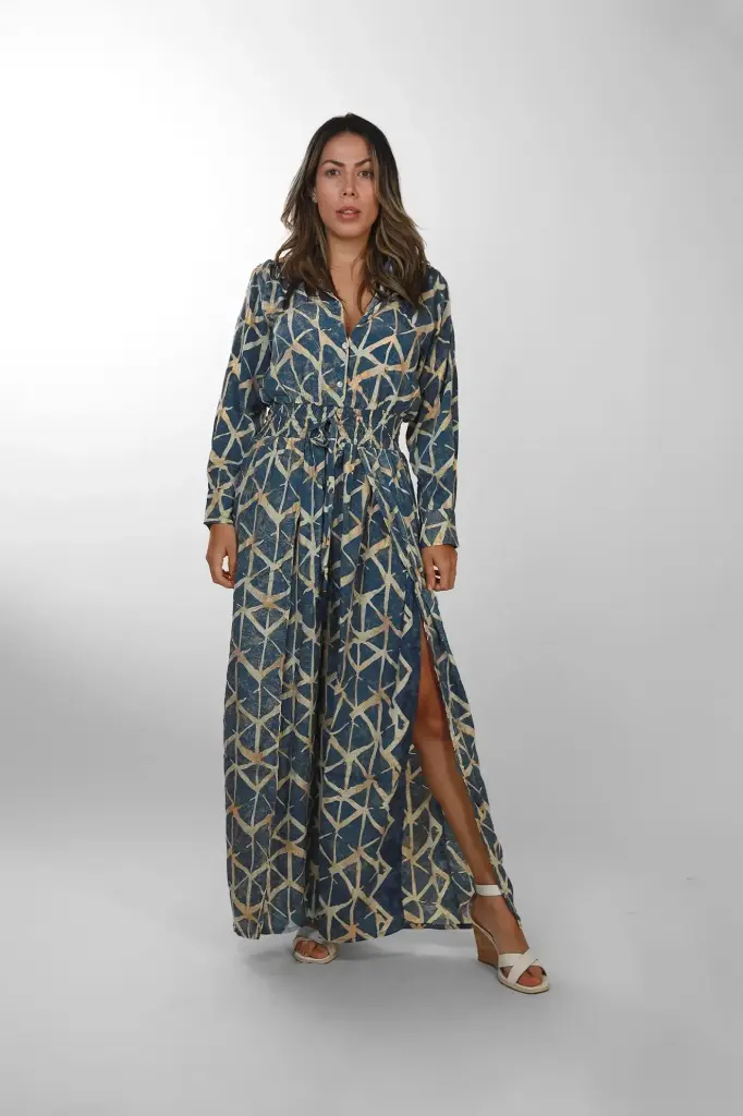 Enterizo Boho Azul Geométrico