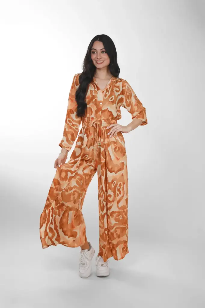 [LJ524-3] Enterizo Seda Amanecer Ámbar