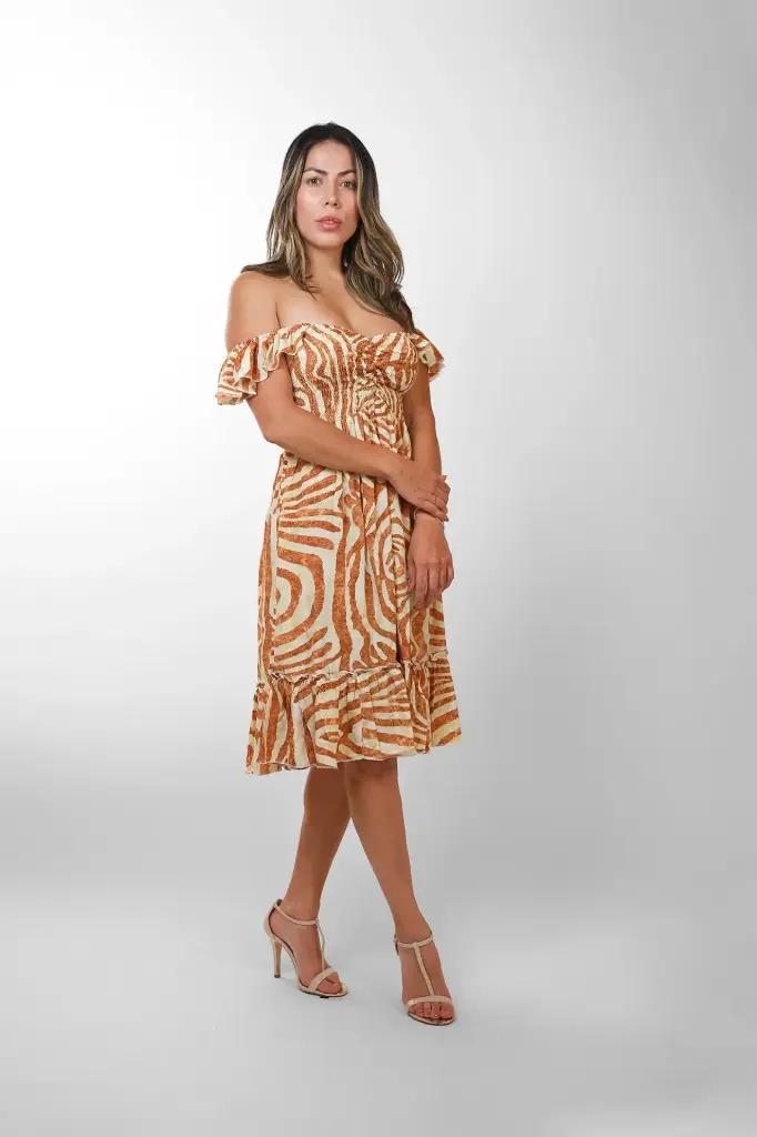[MD0129-3] Vestido Corto Seda Cebra
