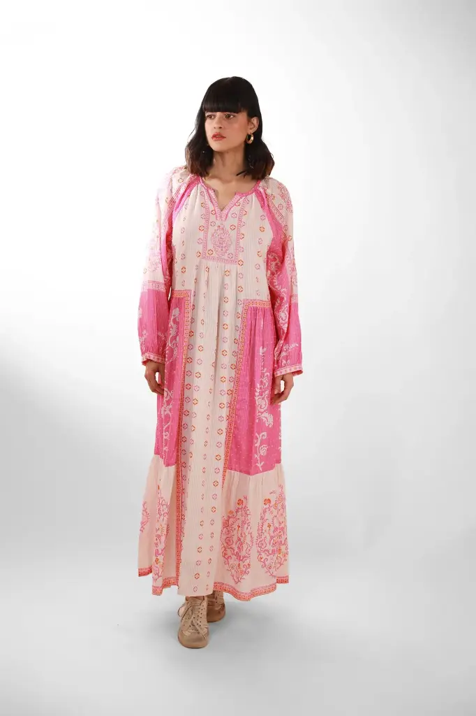 [IDTJ067D] Vestido Largo de Algodón