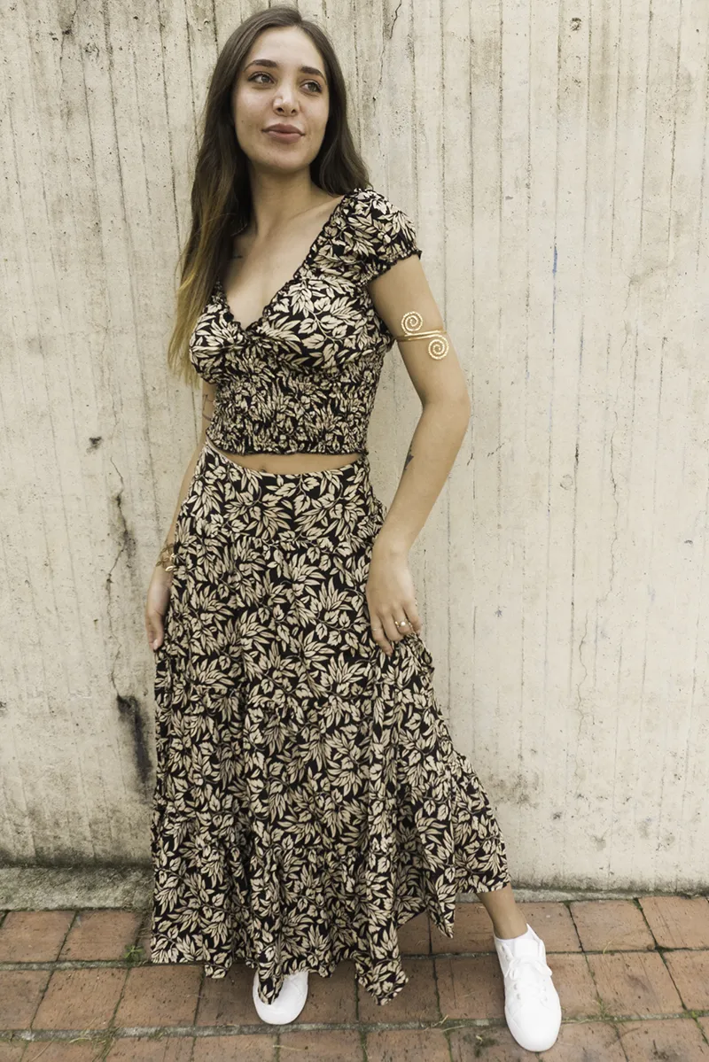 [LS128-1] Falda Larga de Seda