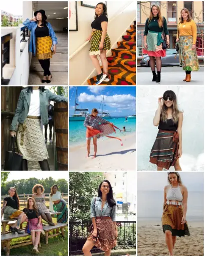 [HK240-1] Falda Seda Doble Faz Corta