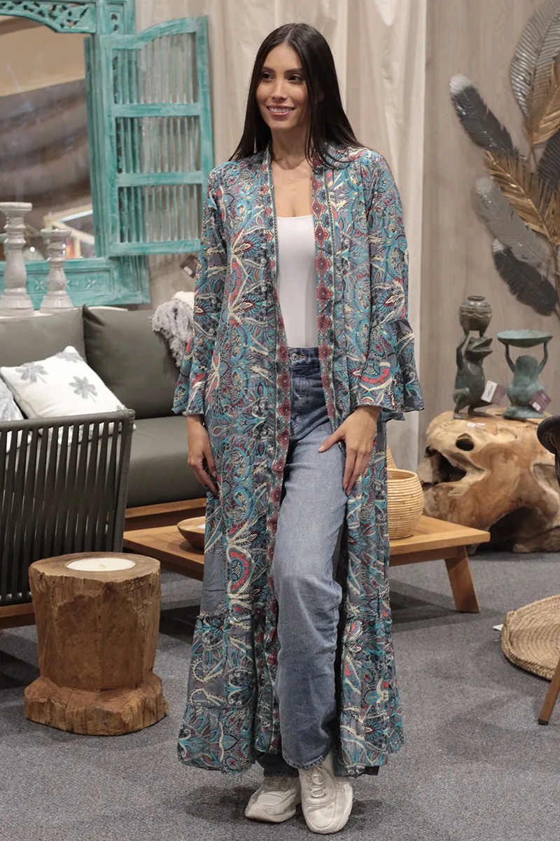 [KF325-5] Kimono Largo de Seda