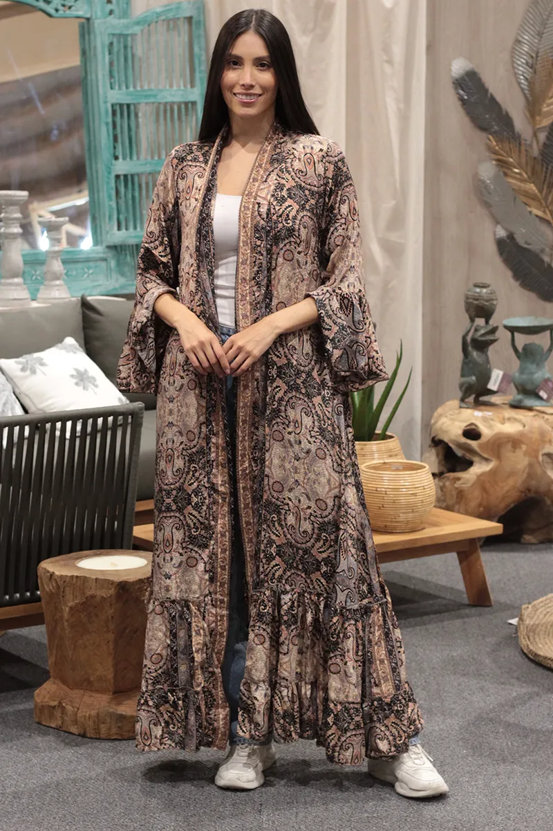 [KF325-4] Kimono Largo de Seda