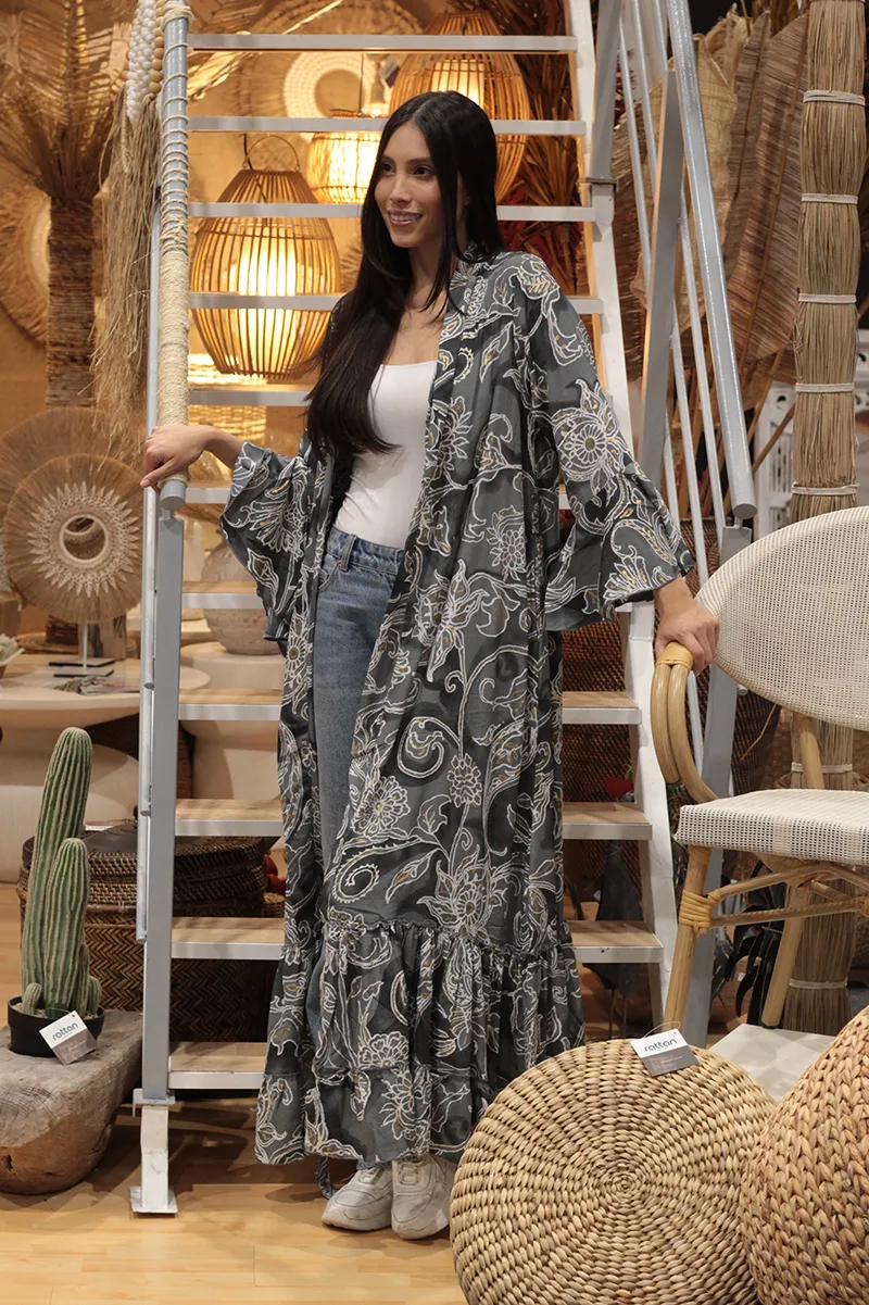 [KF325-7] Kimono Largo de Seda