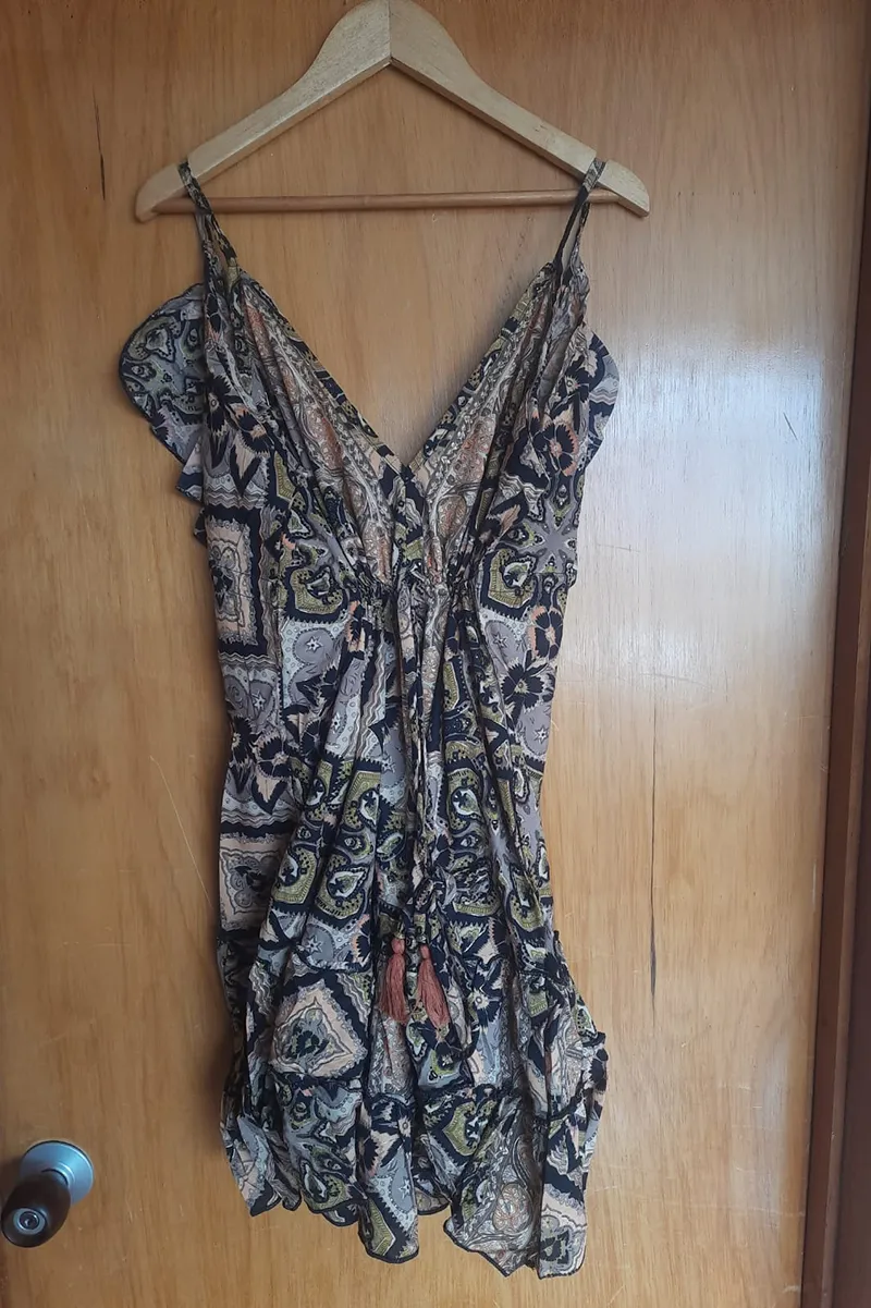 [MD1594-2] Vestido Corto de Seda