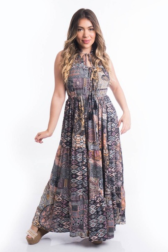 [LD116-2] Vestido Largo de Seda