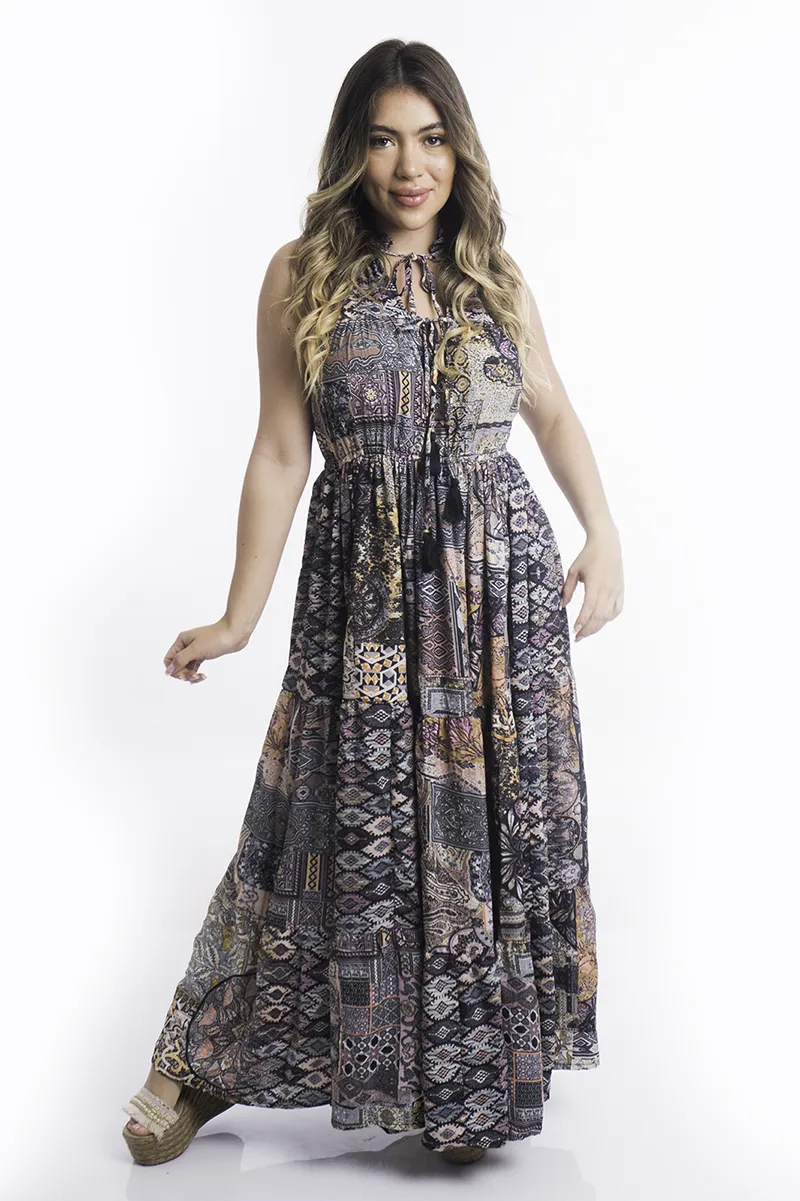 [LD116-2] Vestido Largo de Seda
