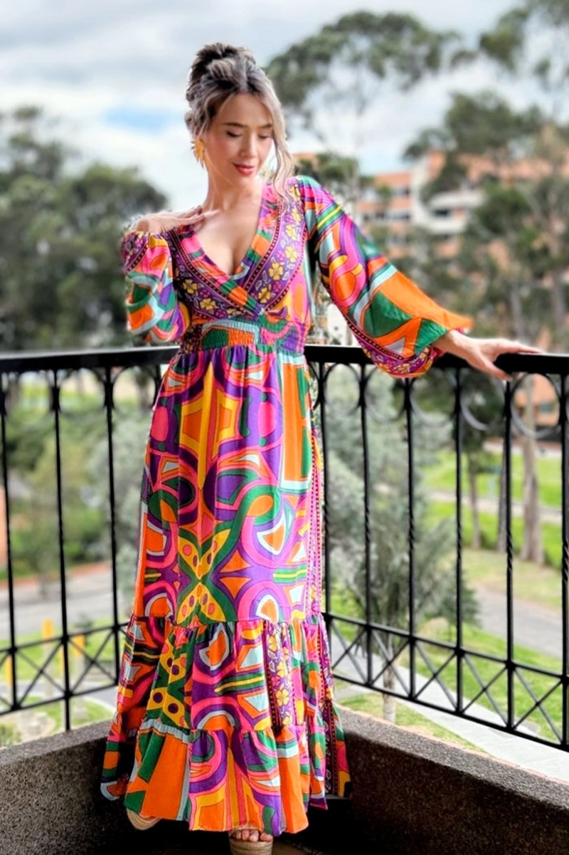 [LD2881-3] Vestido Largo de Seda