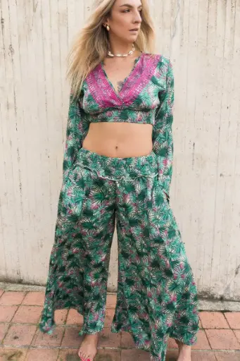 [1155-185] Top y Pantalon de Seda