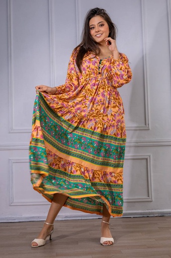 [TA03-4] Vestido Largo de Rayon