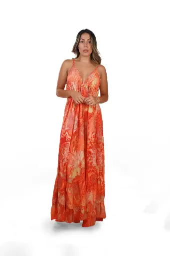[LD1443-4] Vestido Largo de Seda