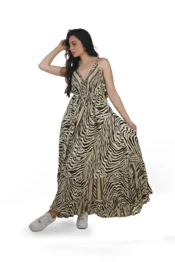 [LD1443-5] Vestido Largo de Seda
