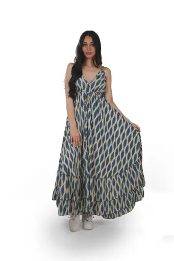 [LD1443-8] Vestido Largo de Seda
