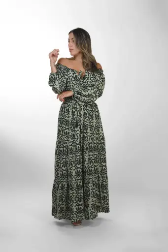 [LD0528-4] Vestido Largo de Seda