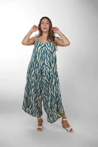 [LJ0236-5] Enterizo Bohemio Azul Seda