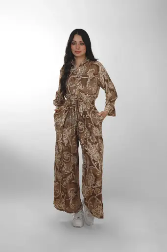 [LJ524-1] Enterizo Boho Marrón Seda