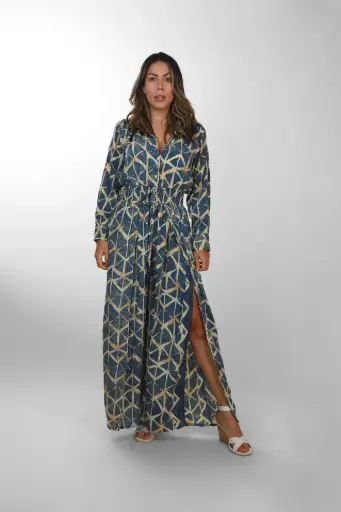 [LJ524-2] Enterizo Boho Azul Geométrico