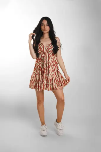 [MD1594-3] Vestido Corto Seda Estampado Animal